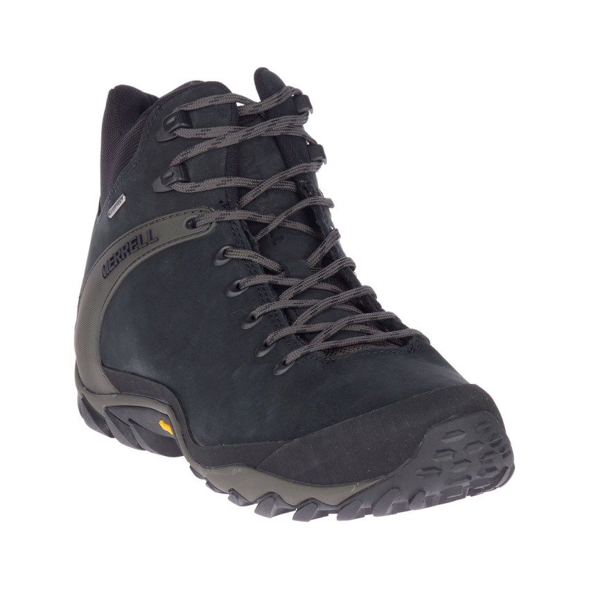 Chaussures Randonnée Merrell Chameleon 8 Leather Mid Waterproof Noir Homme | J.B.YUQX